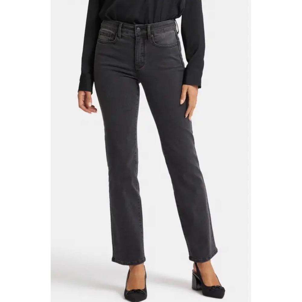 NYDJ Marilyn Straight Leg Jeans Charcoal Grey Lift Tuck Denim Womens‎ 10